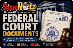 A federal court filing stack marked Filed sits beside the U.S. District Court seal and gavel, tied to Mikayla Marie LeRette v. City of Superior.